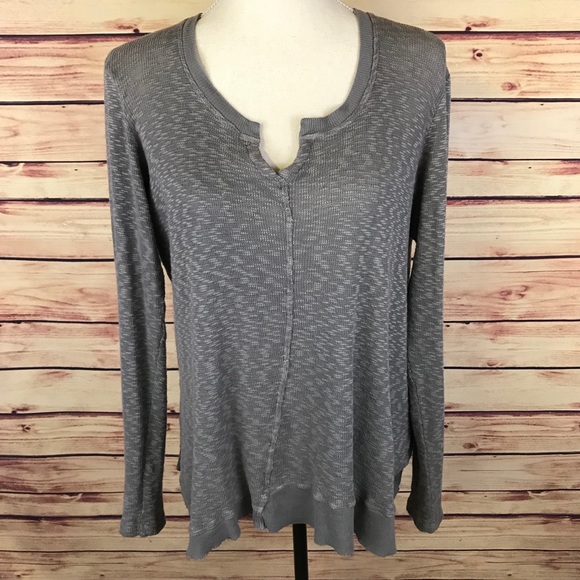 Left of Center for Anthro Distressed Henley Tee - Picture 3 of 7